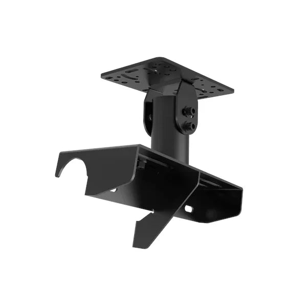 Universal Gear Shifter Mount for Alpine Racing TRX, close-up of the swivel post and curved saddle clamp