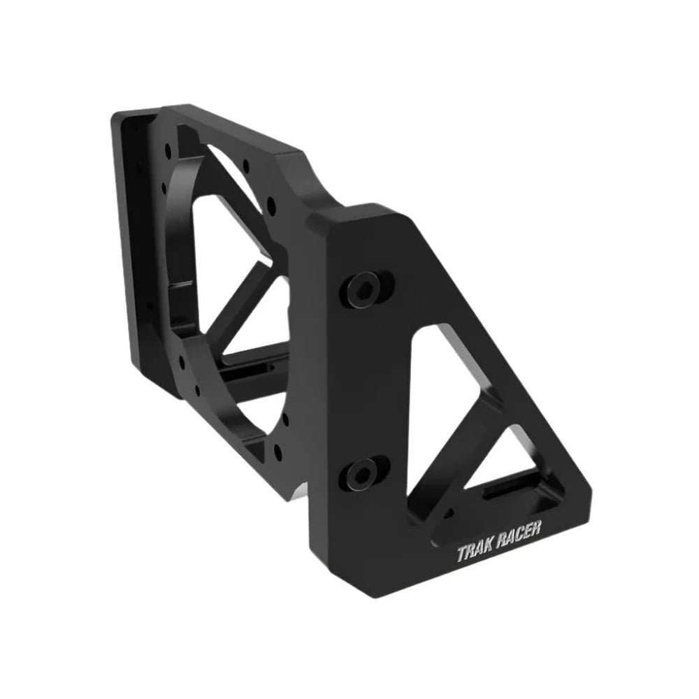 Trak Racer universal direct drive motor mount, three-quarter view — aluminium bracket showing triangular gussets