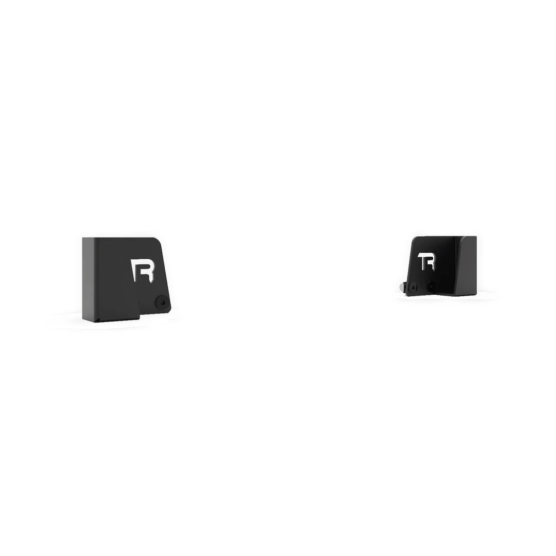 Trak Racer Universal Keyboard Holder, front and rear angled views — steel bracket with TR logo