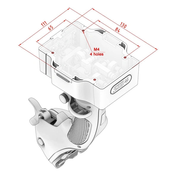 Virpil CDT Aeromax LZ Flightstick Omnithrottle controller for space sim pilots, base dimensions.