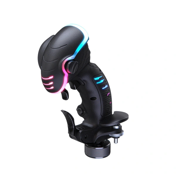 Virpil VPC Constellation ALPHA Prime flightstick left on Player1 Sim Gear left front view