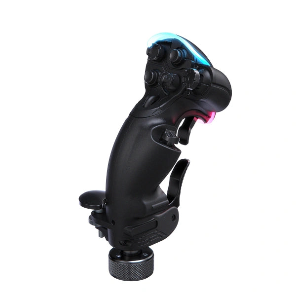 Virpil VPC Constellation ALPHA Prime flightstick left on Player1 Sim Gear right rear view