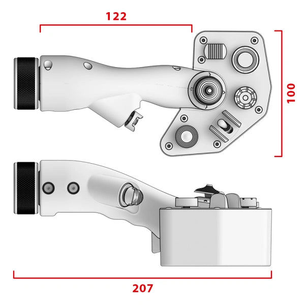 Virpil VPC Hawk-60 Collective Grip for helicopter sim controls on Player1 Sim Gear dimensions