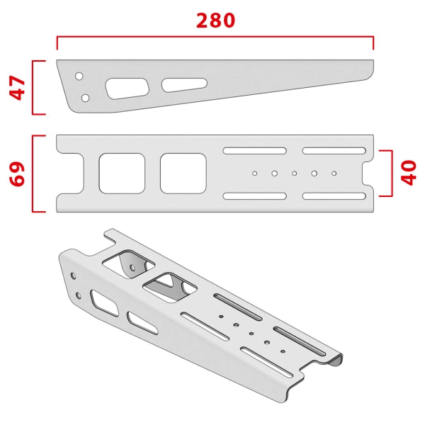 VIRPIL VPC Desk Mount Adapter Throttle — dimensions and specifications diagram