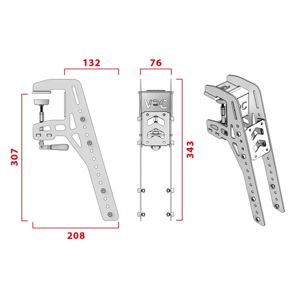 Virpil VPC Desk Mount V4 - L Long Arm Desk Mount dimensions