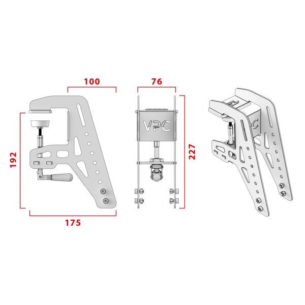 VIRPIL VPC Desk Mount V4 Short on Player1 Sim Gear Australia dimensions