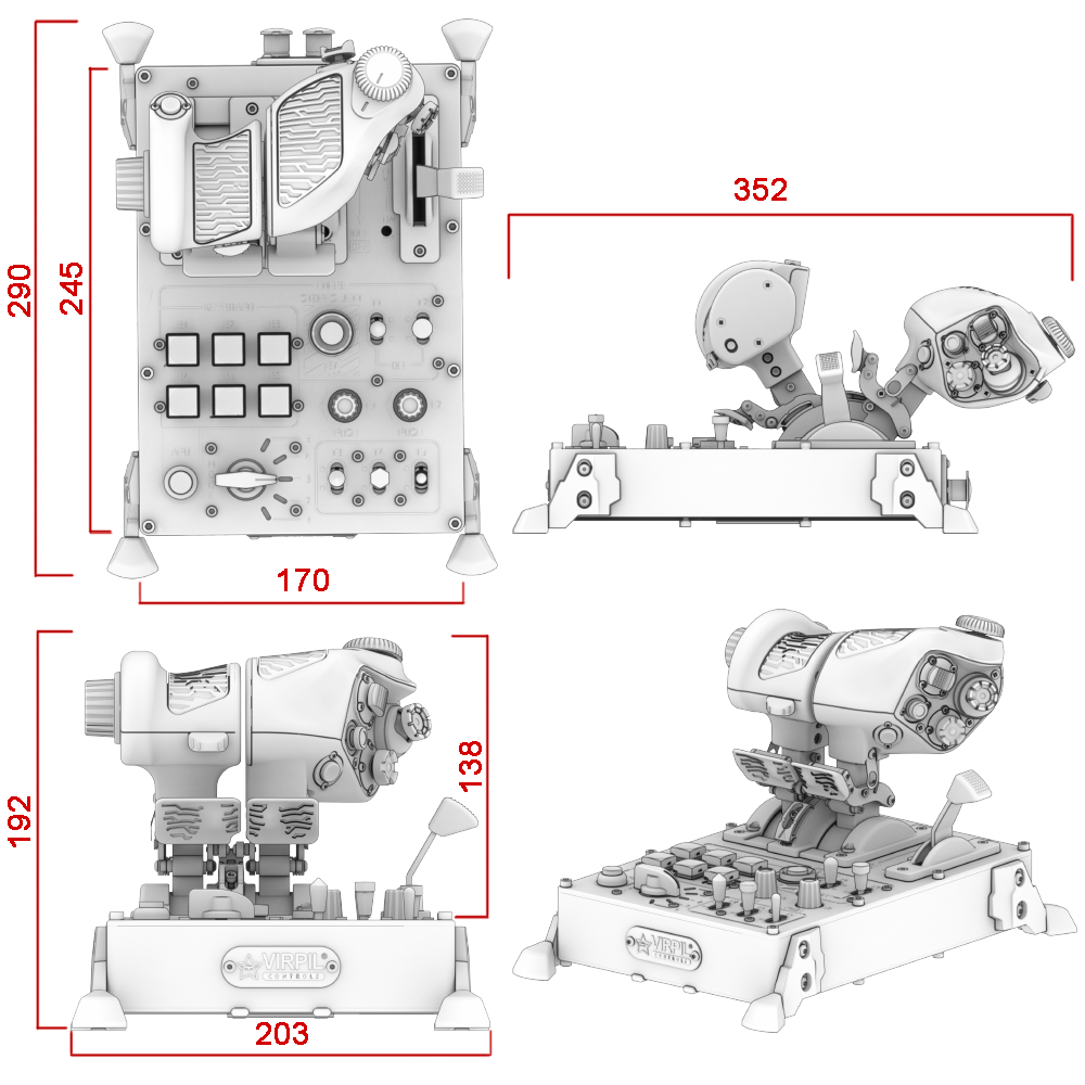 VIRPIL VPC VMAX Prime Throttle dimensions