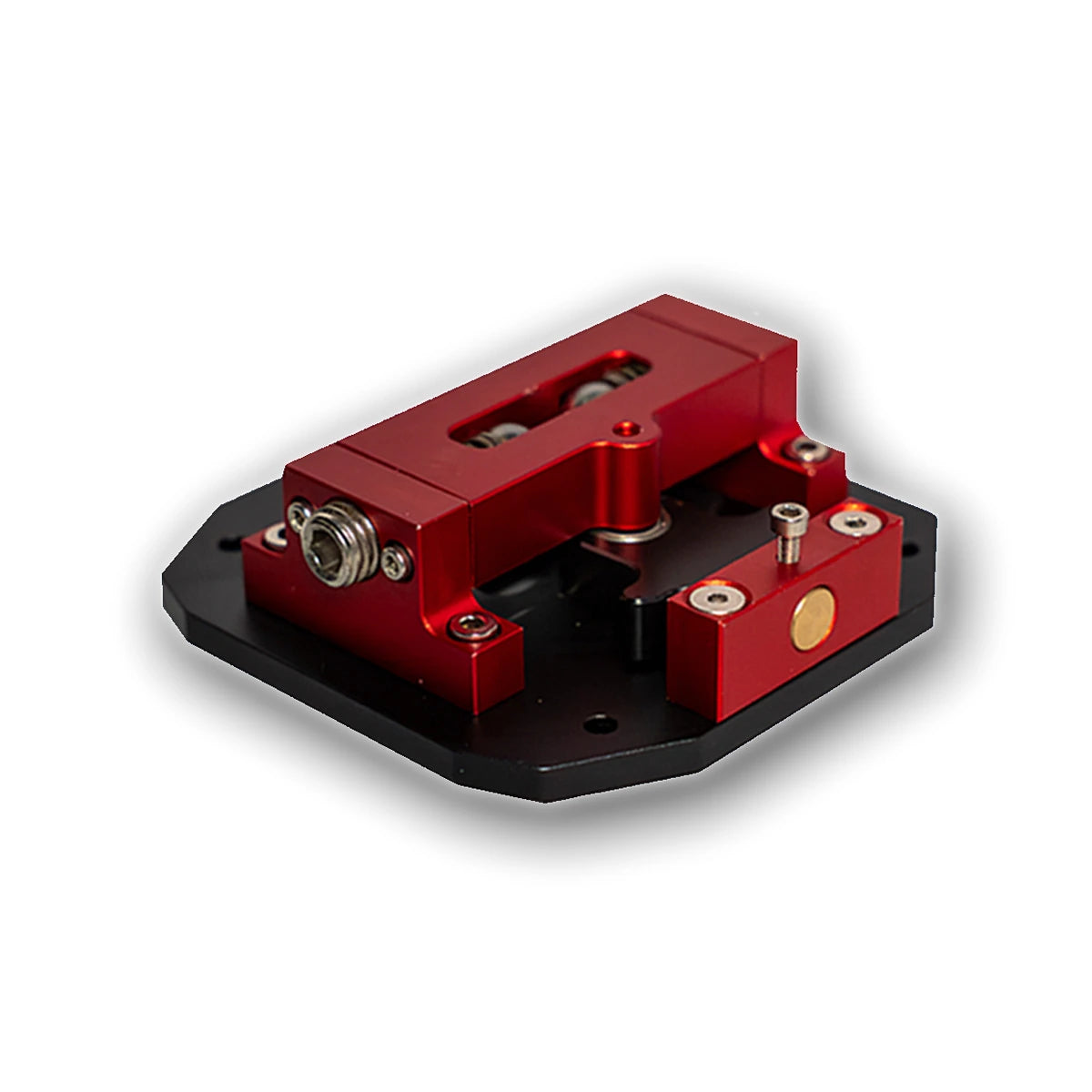 VNM dual-mode shifter, internal mechanism view — aluminium sequential gate and ball-bearing linkage