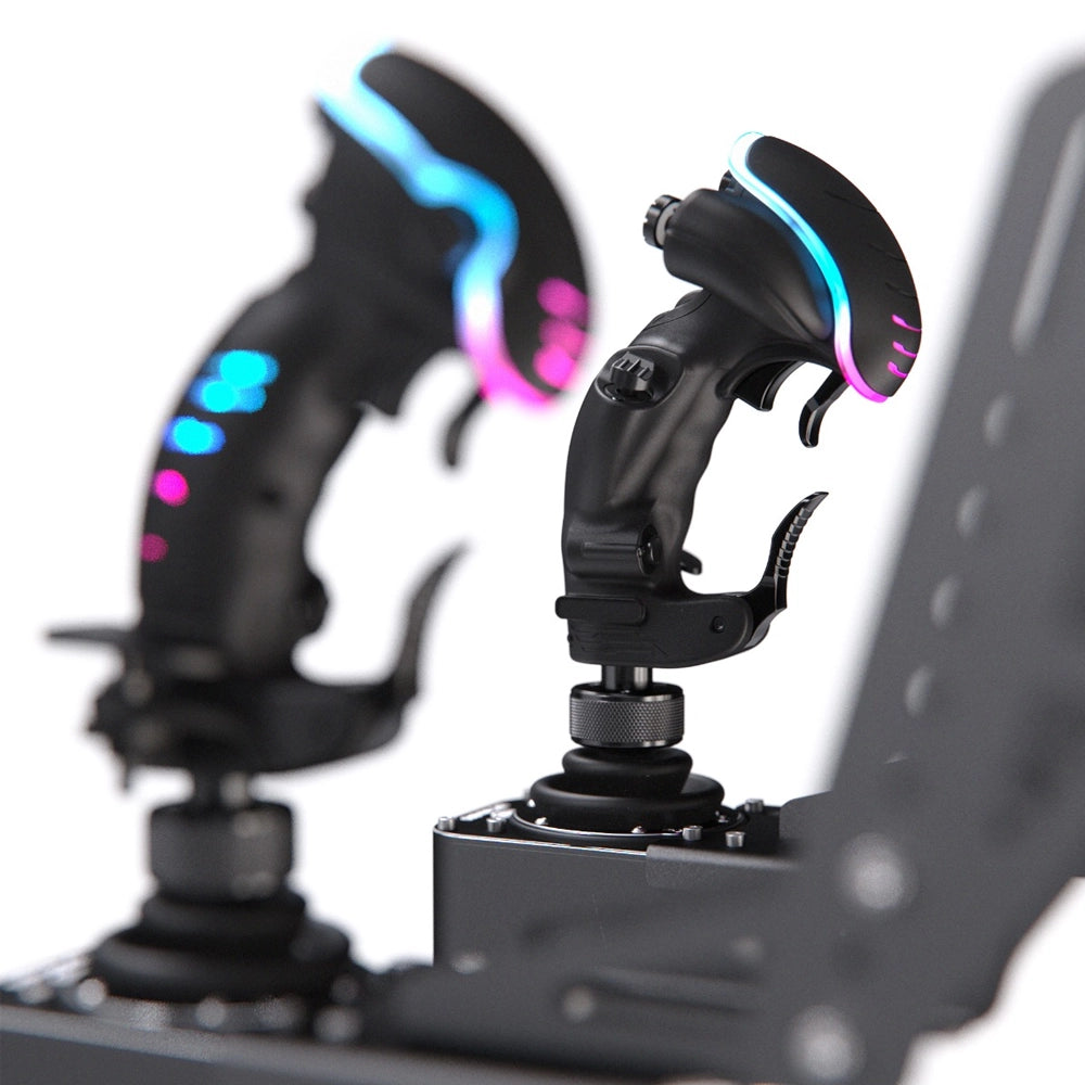 VIRPIL ALPHA Prime grip detail — trigger, RGB rim lighting and WarBRD-D base damper ring