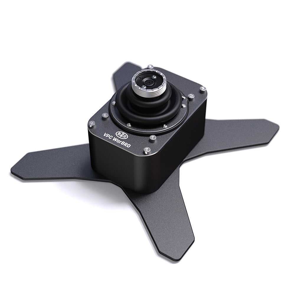 VIRPIL VPC WarBRD-D flightstick base — bare base unit with four-leg base plate and adjustable axis clutch damper gimbal