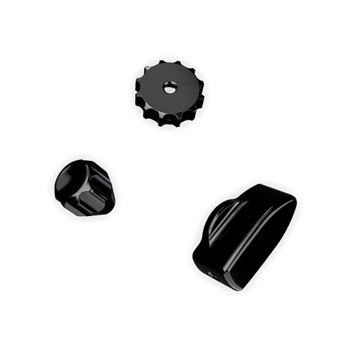 Ascher Racing Knob Kit Pro stealth black thumb encoder, joystick and rotary knobs, close-up