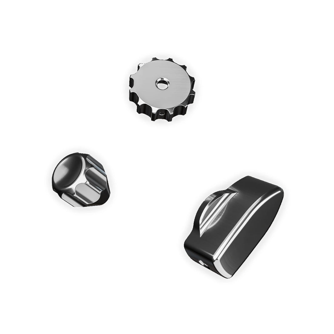 Ascher Racing Knob Kit Pro V2 Mercury thumb encoder, joystick and rotary knobs, close-up