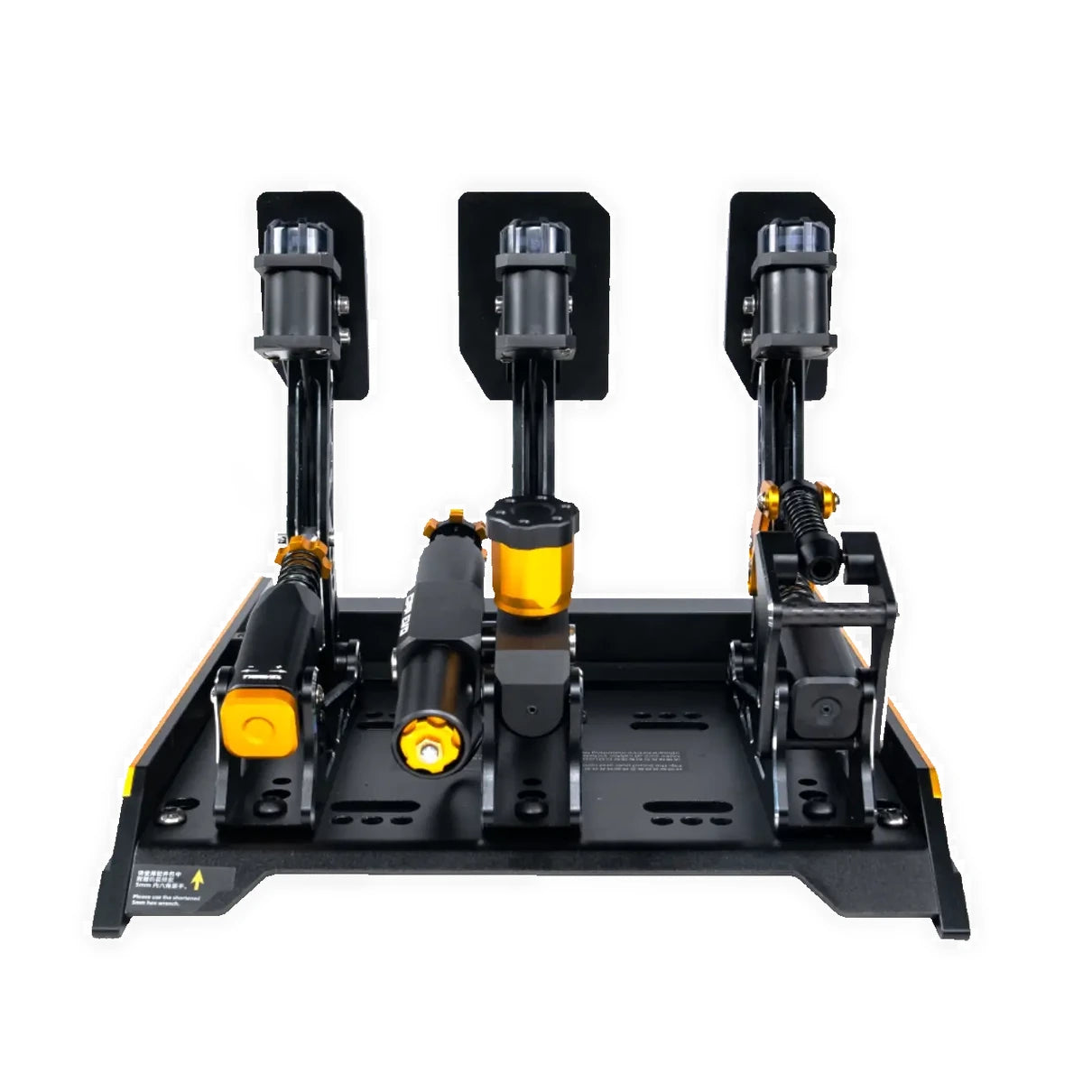 Conspit CPP EVO 3 V2 hydraulic pedal set, front view of all three pedal faces