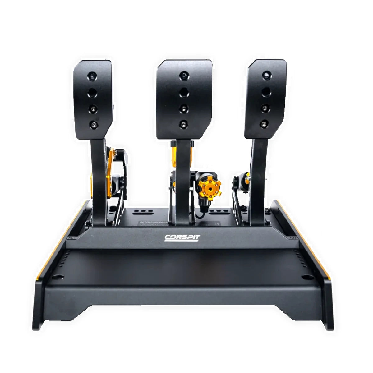 Conspit CPP EVO 3 V2 hydraulic pedal set, top-down view showing pedal spacing and footrest tray