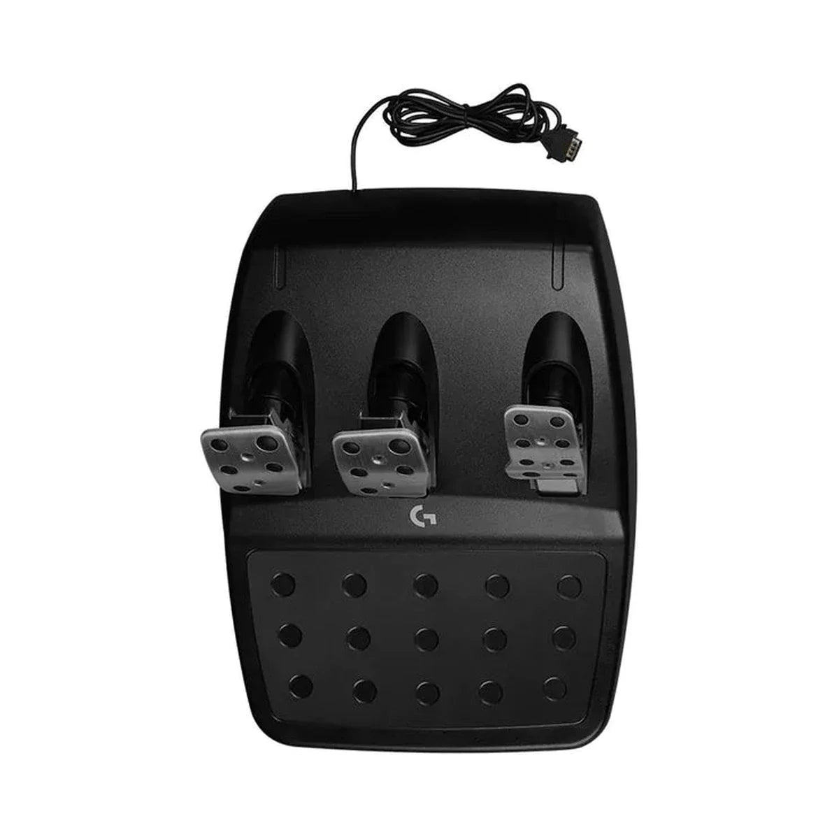 Logitech G923 three-pedal set with progressive brake, top view