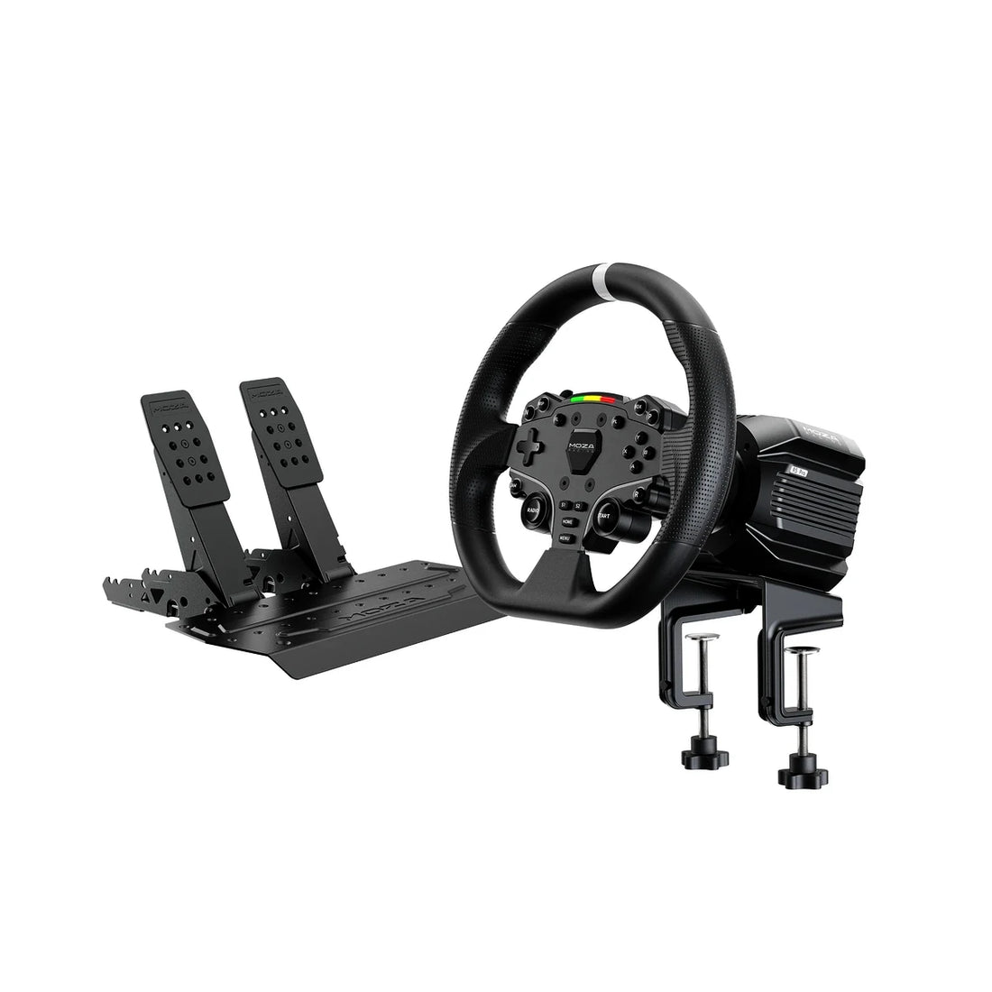 MOZA R5 Pro racing bundle, complete set with wheel base, ES Lite wheel, SR-P Lite2 pedals and table clamp