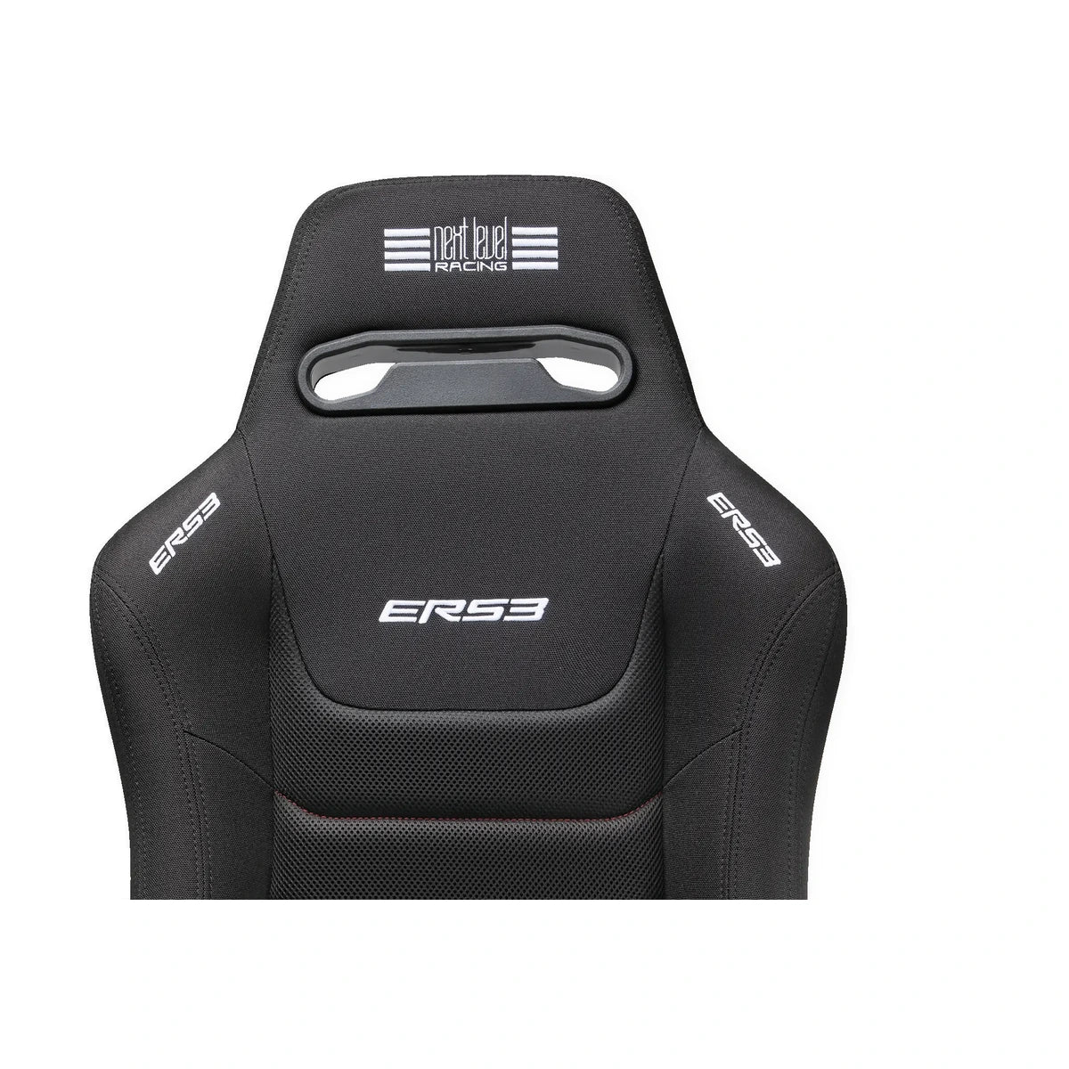Next Level Racing ERS3 sim racing seat, close-up of the breathable SIMAERO mesh backrest