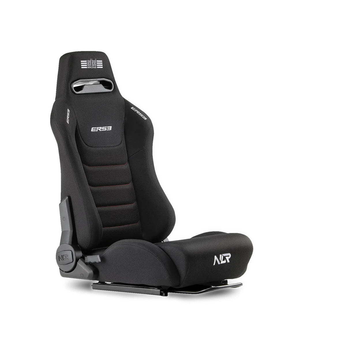 Next Level Racing ERS3 sim racing seat, Fabric and SIMAERO Mesh Edition, three-quarter view