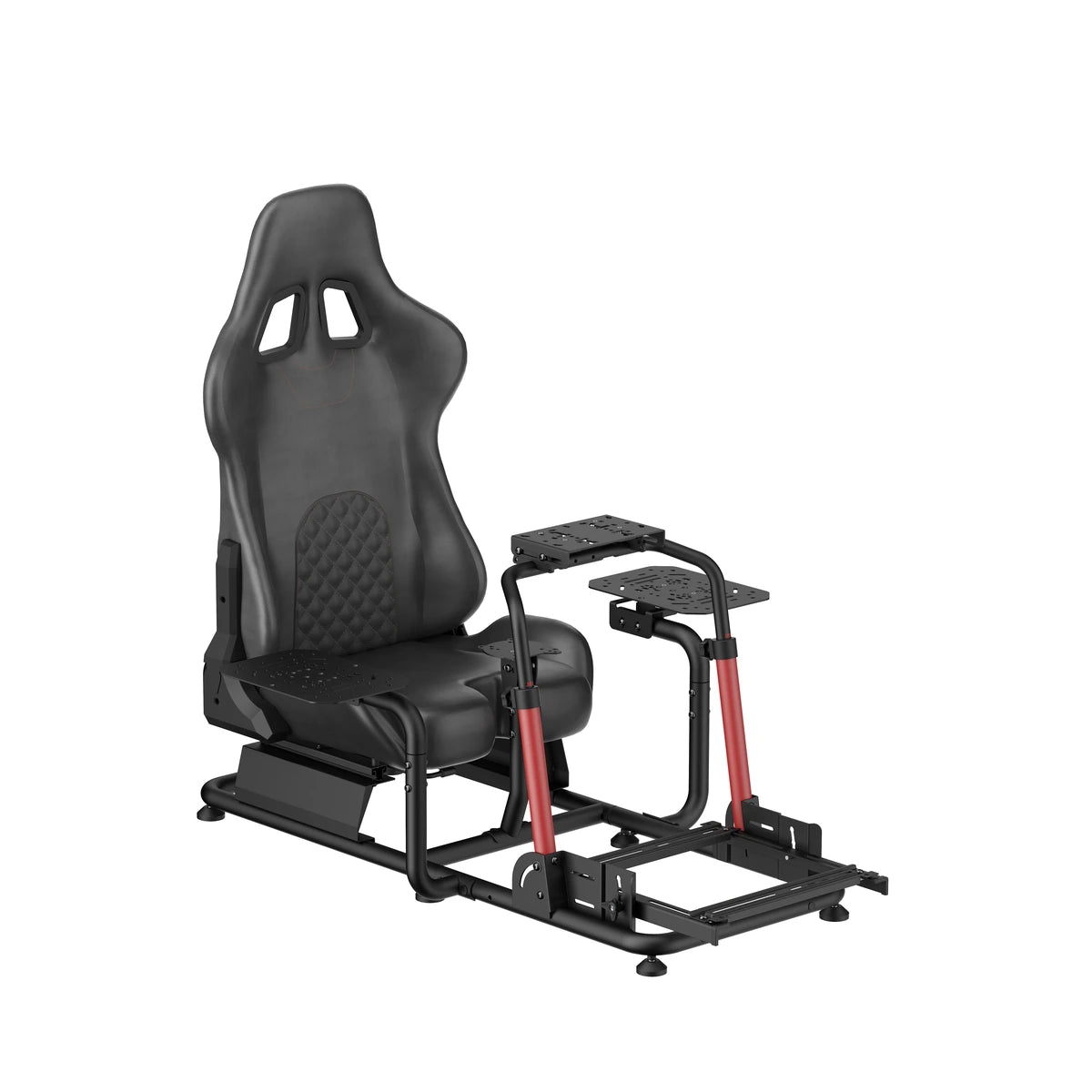 Playmax Flight Simulation Chair and Stand, front angle showing the quilted PU leather seat back