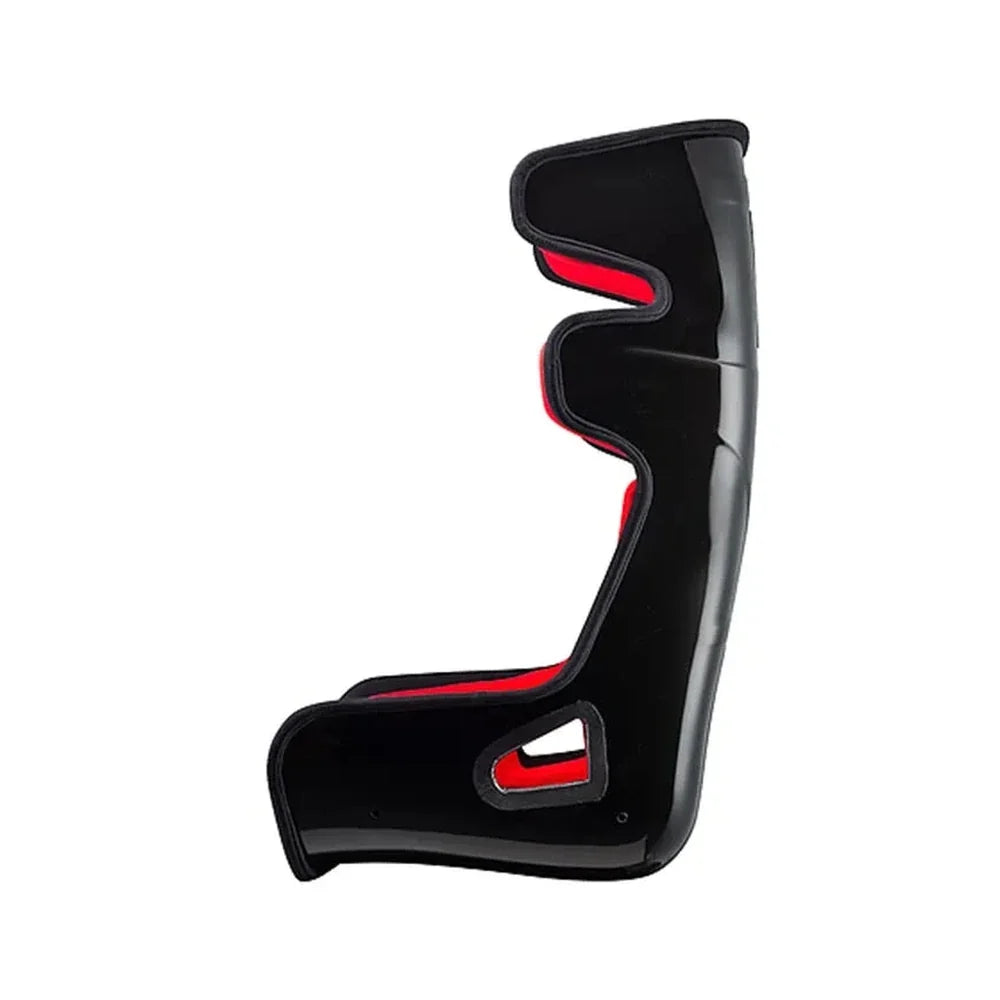 Sabelt GT-PAD sim racing seat, side profile of the black fibreglass shell (shown with red pads fitted)