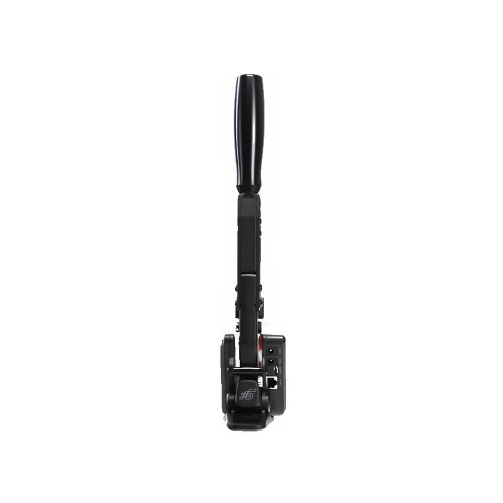 Simagic TB-NEO handbrake, rear view showing the USB-C and RJ45 connection ports at the base