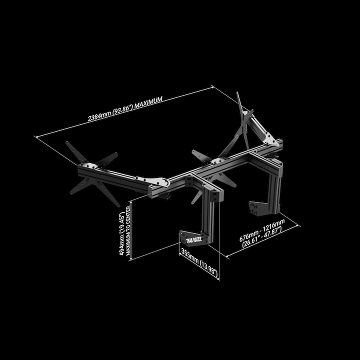 Trak Racer Cockpit-Mounted Triple Monitor Mount - up to 45" Displays, Monitor Stand, Trak Racer, monitor stand, Racing Gear, Trak Racer, Player1 Sim Gear, ,  Racing and Flight Sim Gear