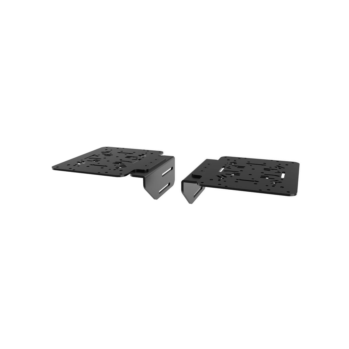 Trak Racer HOTAS flight sim mount pair, rear view, L-shaped brackets that clamp to FS3 and extrusion rails