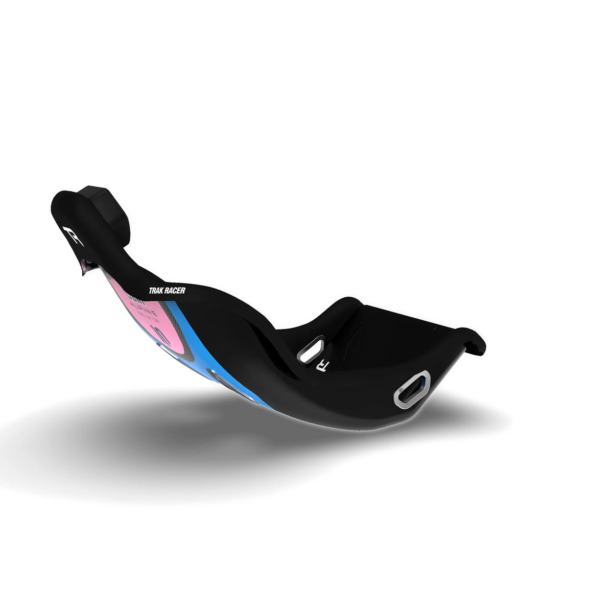 Trak Racer HSX Hybrid Formula Pro seat, BWT Alpine F1 Edition, side profile of the hybrid fibreglass shell
