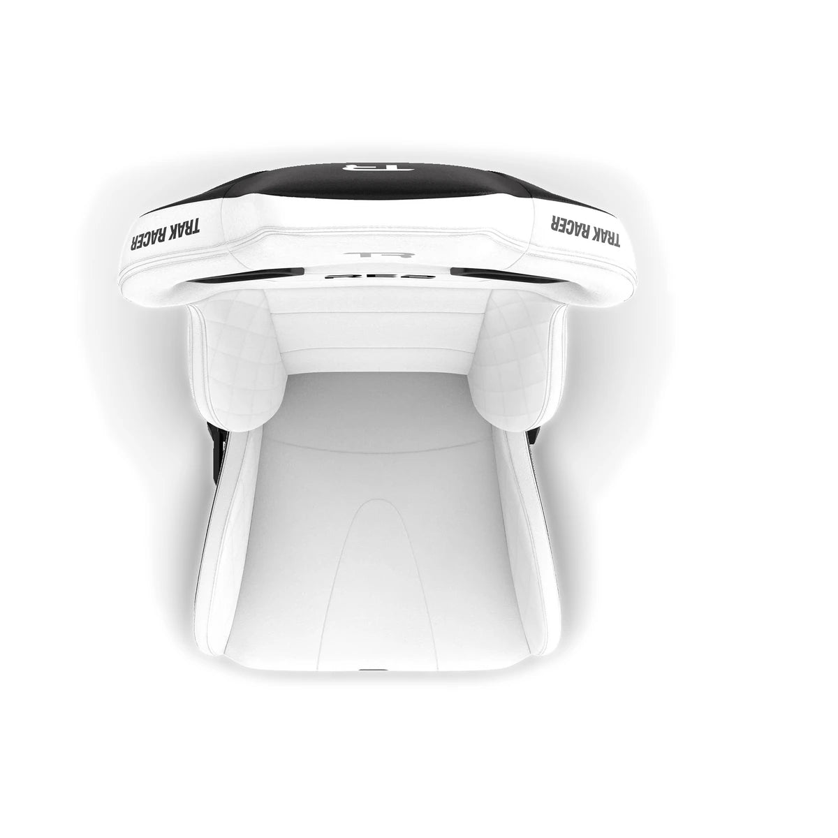 Trak Racer RE2 reclining sim racing seat, top-down view — cold-moulded foam base and backrest cushioning