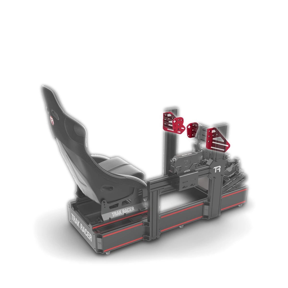 Trak Racer TR-One V3 2-way side plates upgrading a TR-One wheel mount on a Trak Racer cockpit