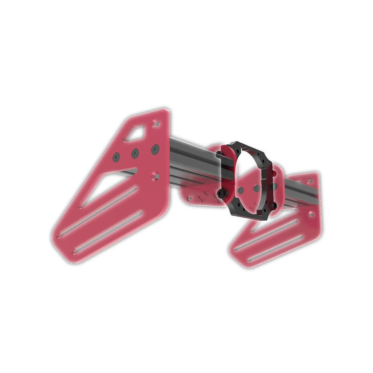 Trak Racer TR-One V3 Asetek front mount kit, angled view — aerospace-grade aluminium 2-way channel