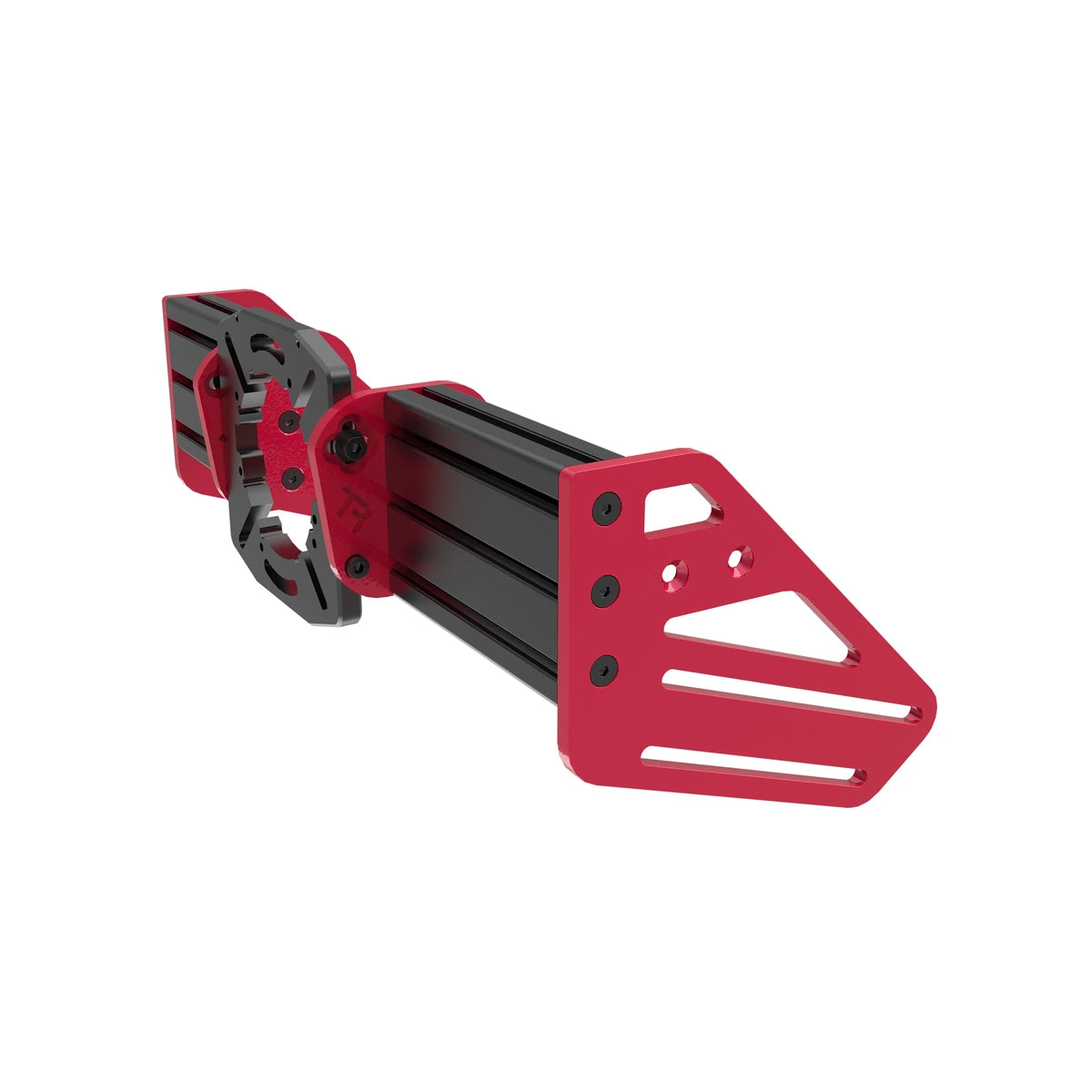 Trak Racer TR-One V3 front mount kit for Simucube and VRS, three-quarter view with the channel in its second orientation