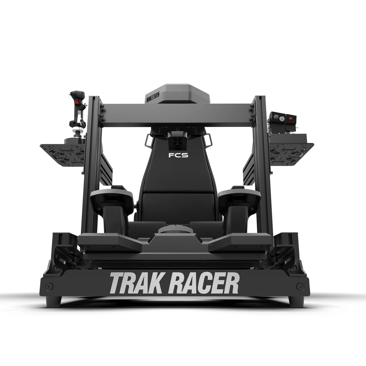 Trak Racer TR40S Flight Simulator, front view, flight seat centred between the left and right flight control mounts