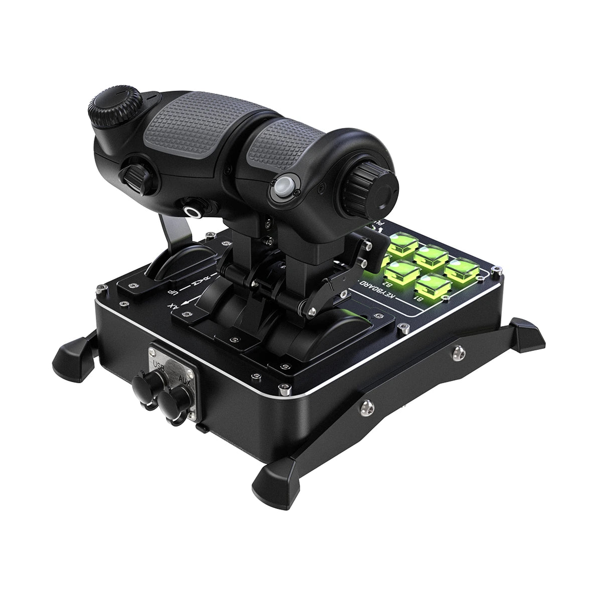 VIRPIL MongoosT-50CM4 Throttle rear view with USB and AUX connectors and auxiliary lever