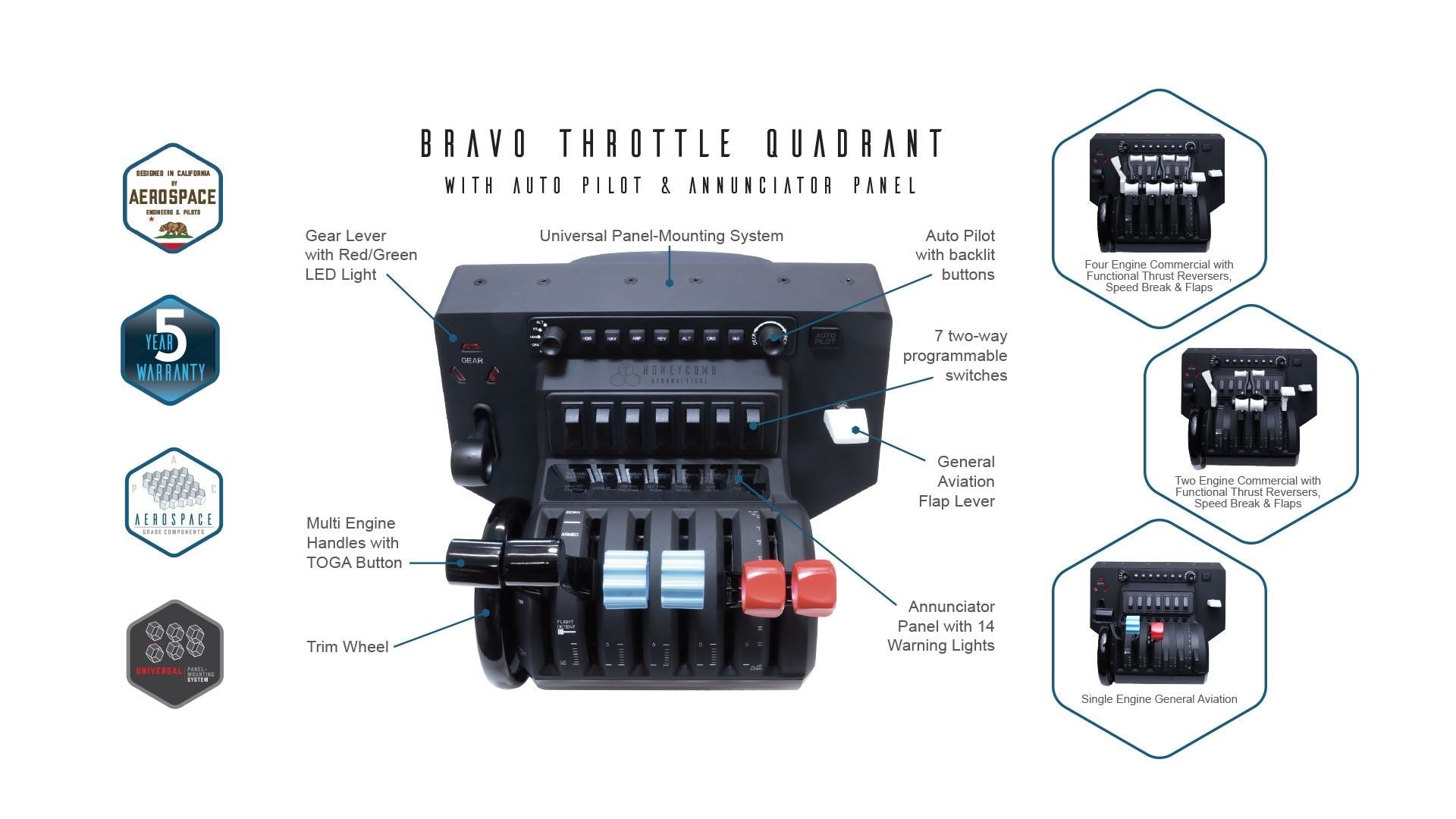 Honeycomb Bravo Throttle Quadrant, Flight Accessories, Honeycomb, Flight Controls, Flight Rig Accessories, Honeycomb, Player1 Sim Gear, ,  Racing and Flight Sim Gear