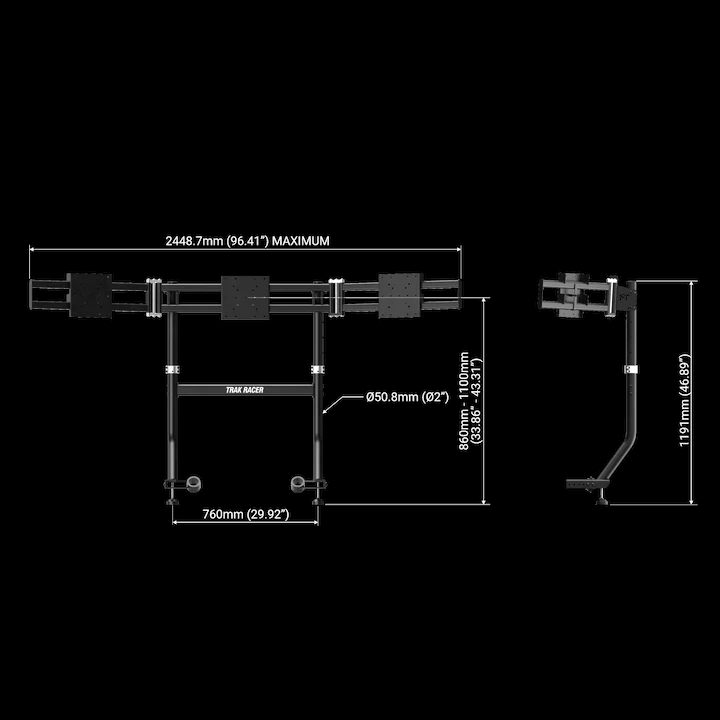 Trak Racer Integrated Triple Monitor Stand for Trak Racer TR8 PRO, Monitor Stand, Trak Racer, monitor stand, Racing Gear, Trak Racer, Player1 Sim Gear, ,  Racing and Flight Sim Gear
